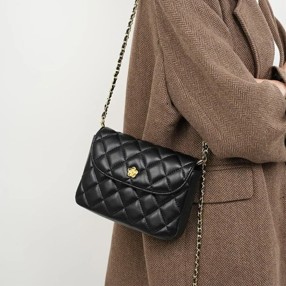 Women Vintage Quilted Chain Strap Crossbody Shoulder Bag Fashion Purse